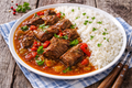 West African Food Rice and Beef Brisket Soup